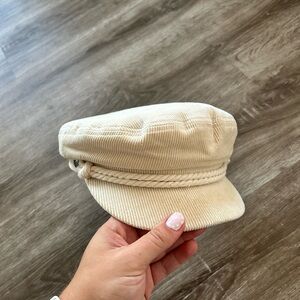 NWOT Brixton Wide Wale Corduroy Fiddler Cap, color Macadamia Cord size Small